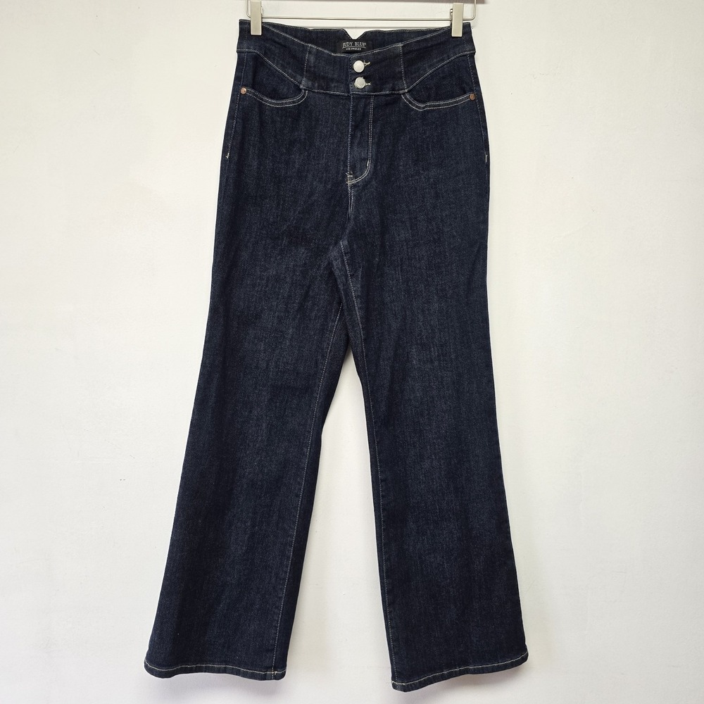 Judy Blue 9/29 Jeans Dark Denim High Waist Straight Flare Leg Western Bohemian - Picture 2 of 11